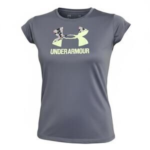 Under Armour Girls Short Sleeve Athletic Youth L Purple HeatGear Logo Shirt
